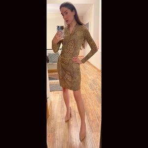 Norma Kamali Leopard print faux wrap dress S